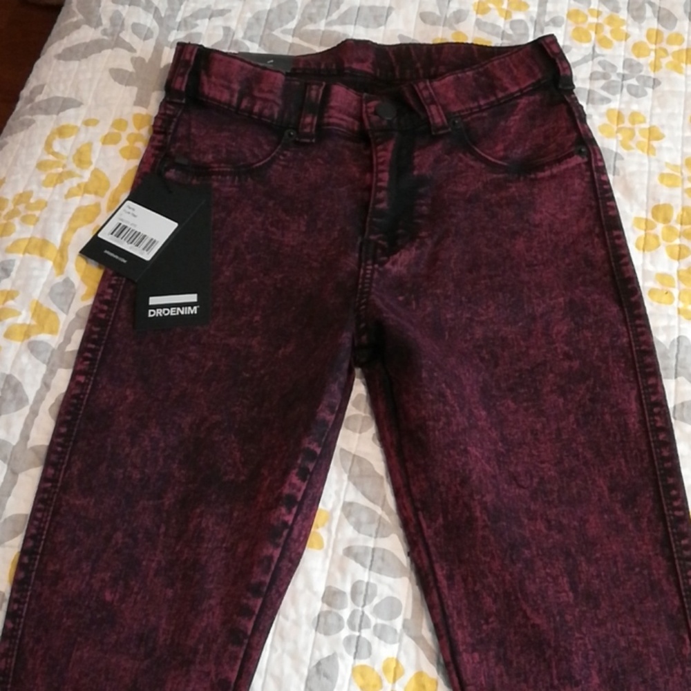 NWT Dr. Denim 'punk red' acid wash jeans - Picture 4 of 8